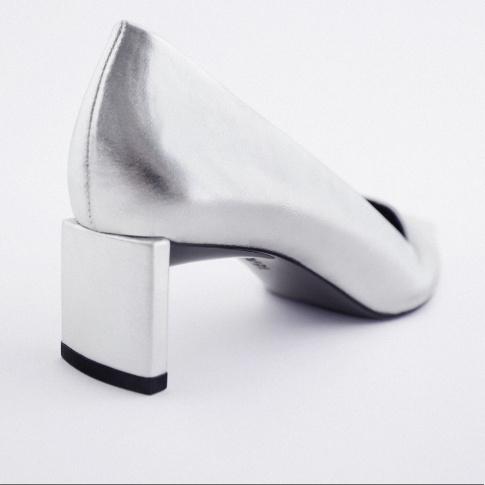 Zara New Metallic Mule Heels - Picture 5 of 16